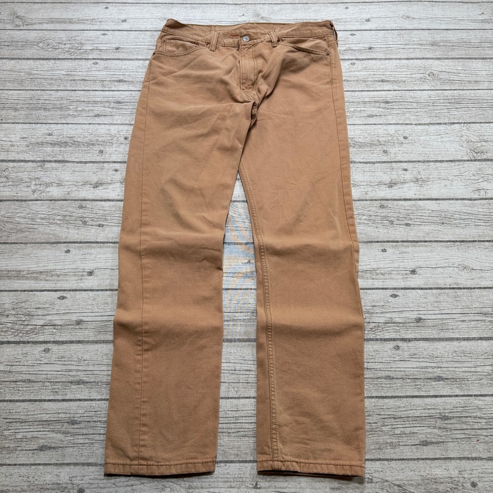 Levi's 508 Pants Men's 33x32 Tan Khaki Cotton Regular Fit Tapered Leg Workwear